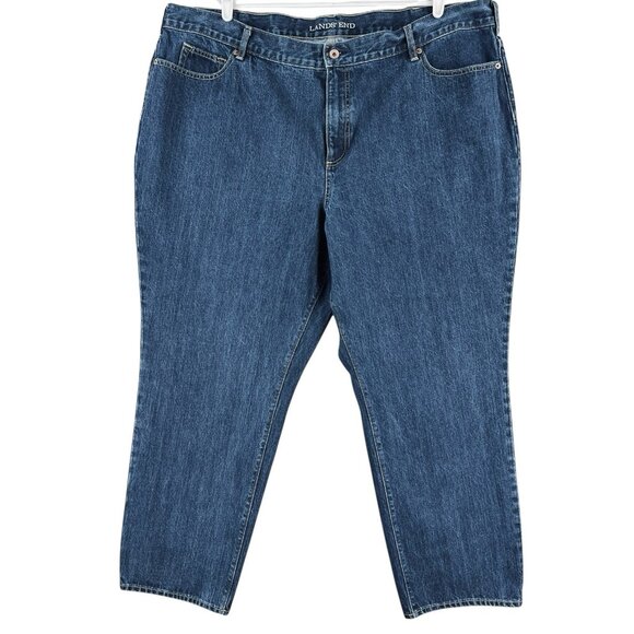 NWOT Lands' End Women's High Rise Straight Leg Blue Denim Jeans Plus Size 26W - Picture 1 of 11